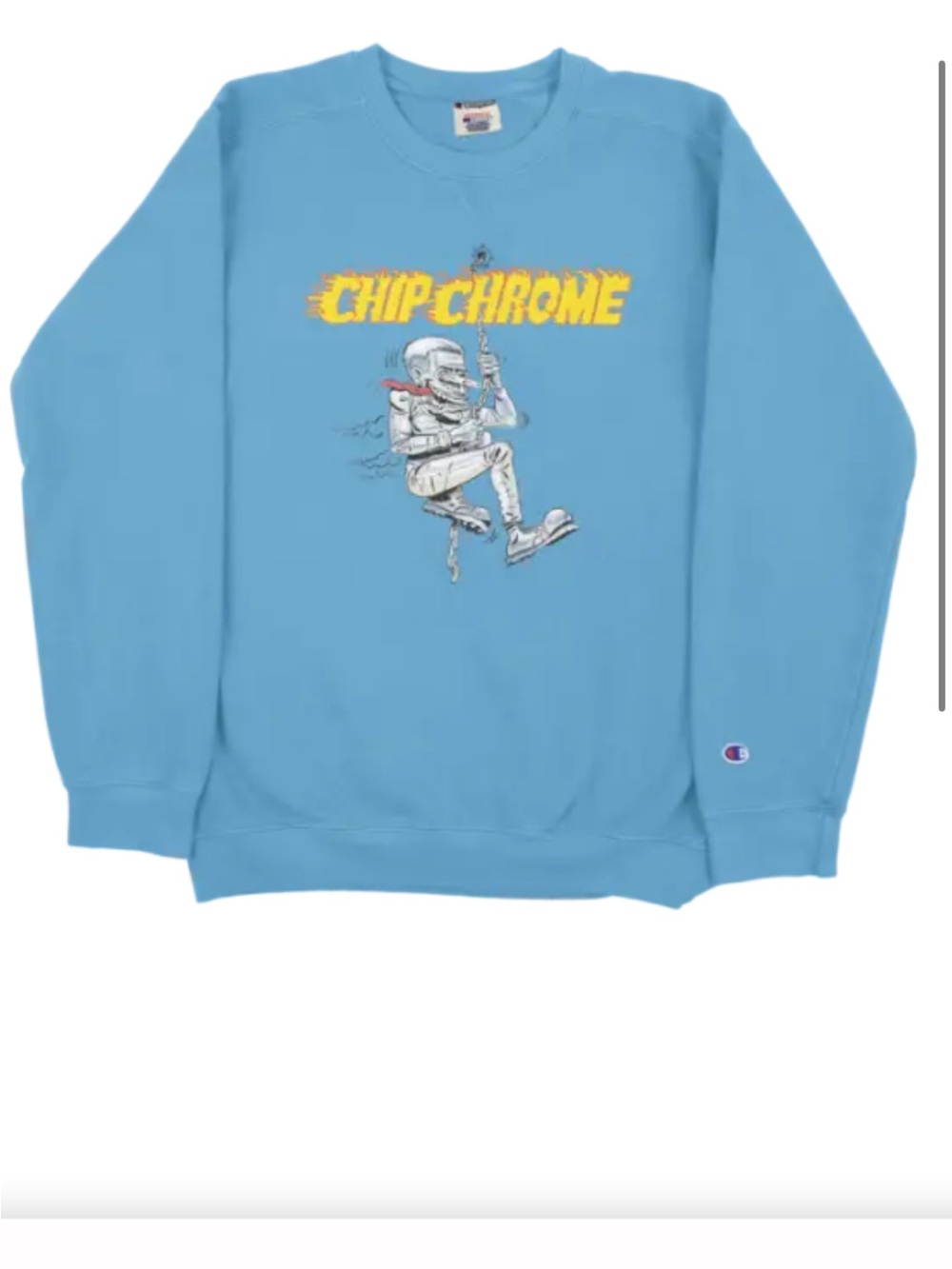 Champion Light Blue Chip Chrome Graphic Crewneck Sweatshirt medium